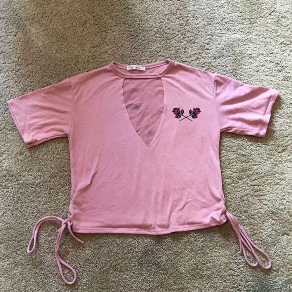 Pink Vneck cut t-shirt